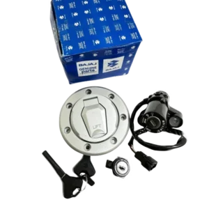 SWITCH Y JUEGO DE CERRADURAS CON TAPÓN DEL TANQUE PARA PULSAR N250 (COLOR PLATA)