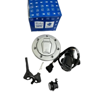 SWITCH Y JUEGO DE CERRADURAS CON TAPÓN DEL TANQUE PARA PULSAR N160 (COLOR PLATA)