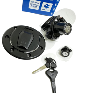 SWITCH Y JUEGO DE CERRADURAS CON TAPÓN DEL TANQUE PARA PULSAR N160 (COLOR NEGRO)